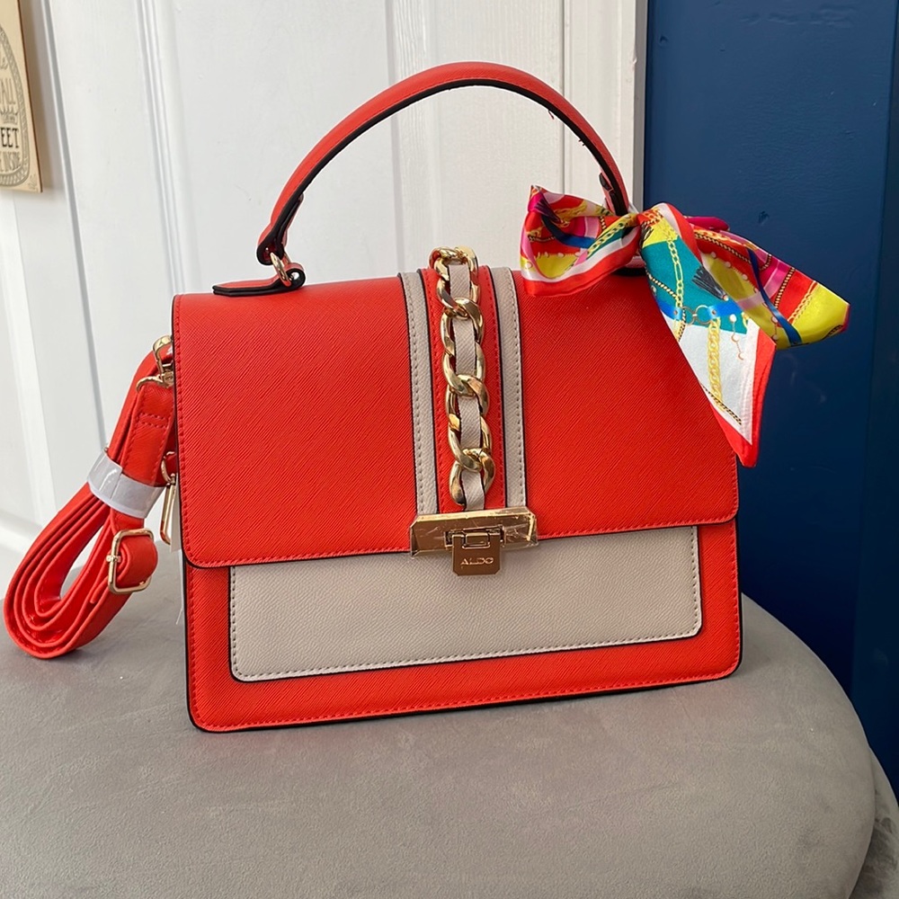 *NEW* Aldo Anniebrook Handbag / Shoulder bag with Scarf - Coral / Orange